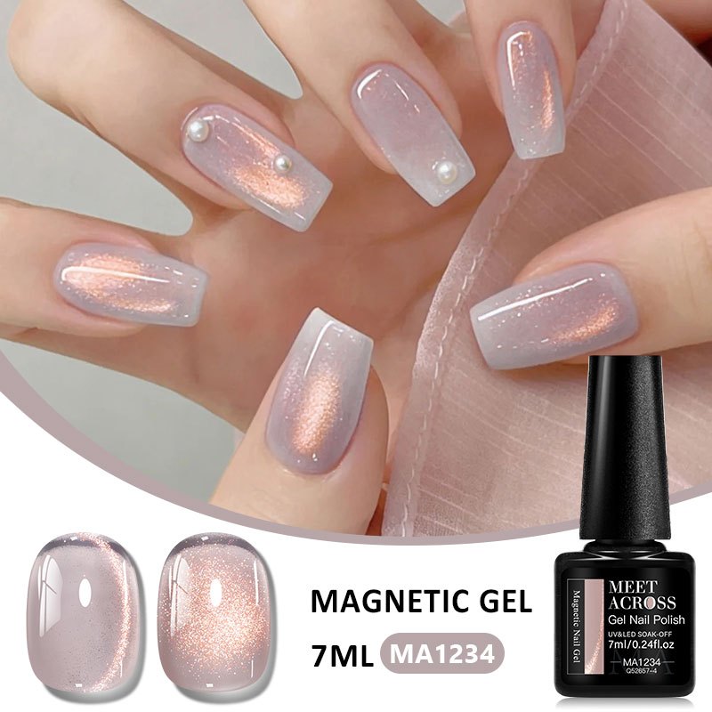 Image of Glass Bead Cat Eye Glitter Magnetic Gel Polish Long-lasting Salon-quality Gel Alcohol-free Perfect For