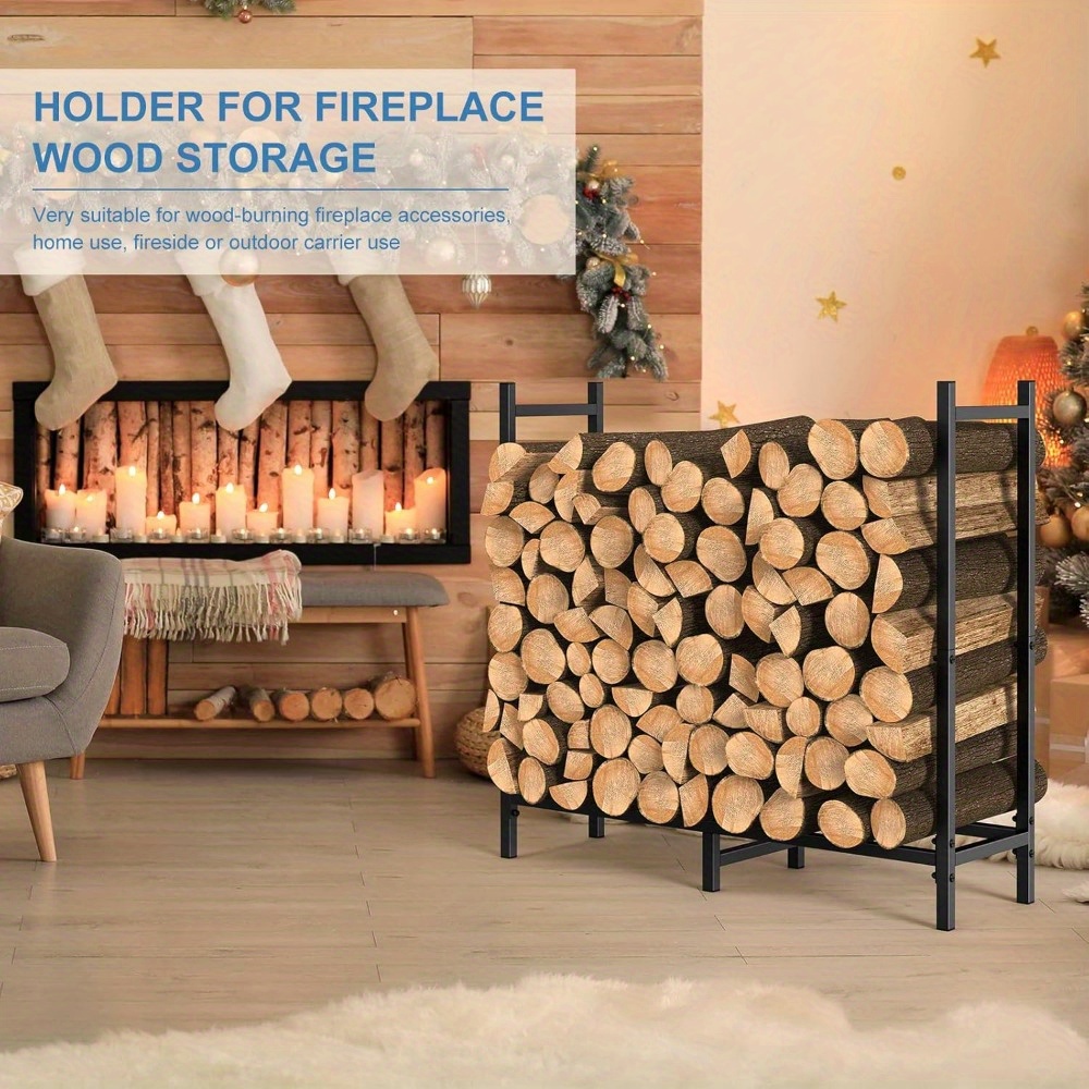 4ft Adjustable Firewood Rack - Heavy Duty Metal Log Holder For Indoor/Outdoor