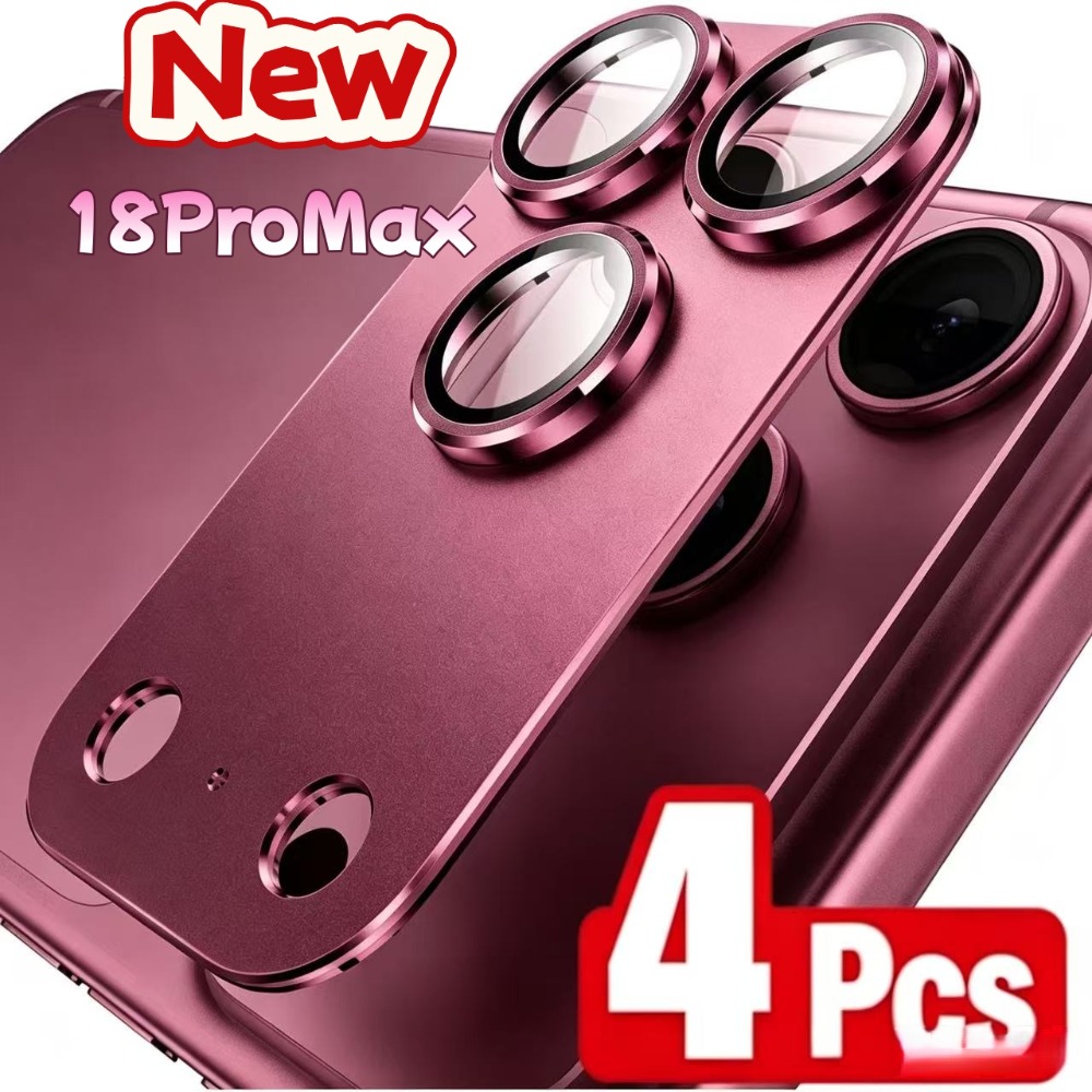 TEMU 4pcs Set Of Fashion Aluminum Alloy Armor Phone Rear Camera Lens Protective Film, Suitable For Iphone 18 Pro Max / 18pro / 17 Pro Max / 17pro