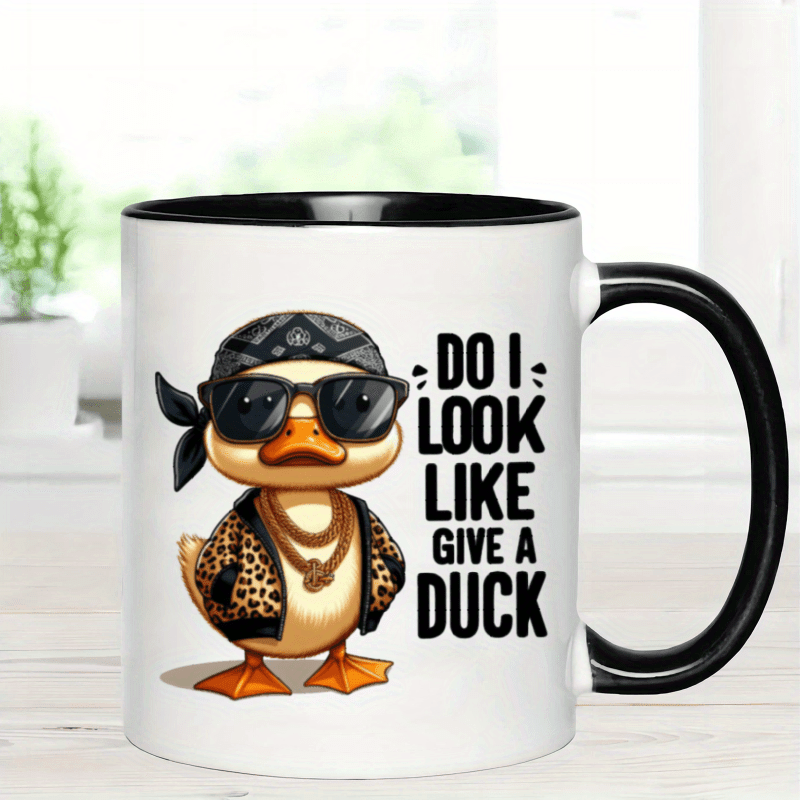 1pc funny do i   i give a duck mug 11oz ceramic coffee cup with cool   insulated machine washable perfect humor gift for   ideal for home office use coffee bar accessories details 2