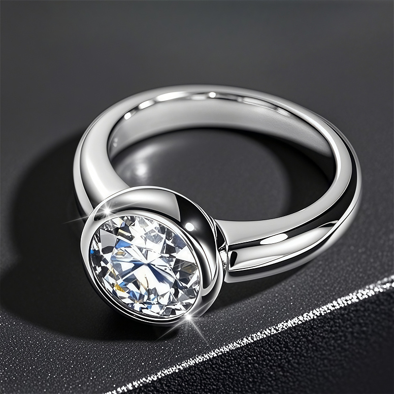 TEMU 925 Silvery 1 Carat, 2 Carats, 3 Carats Moissanite Ring New Fashionable Versatile Personality Vintage Mature Elegant Romantic Simple Unisex