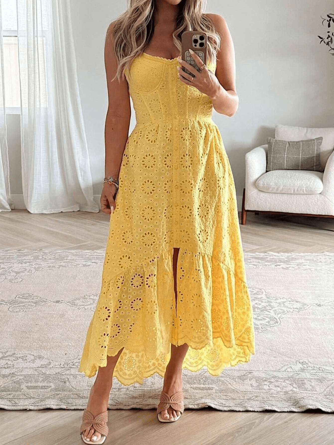 yellow dress woman sold on Temu United States