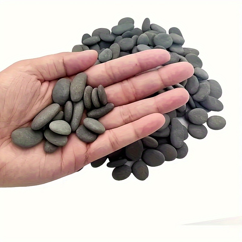 TEMU Set Of 20 Natural River Stones - Polished Gray And Black Rocks, Ranging From 1 To 1.18 Inch In Size, Ideal For Artistic Decoration, Crafts, Aquariums, And Rock Painting, Perfect For Modern Decor.