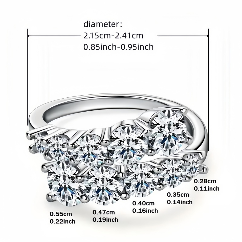 Women's Luxury Inlay Multi Round Sparkling Zirconia Wide Band Ring