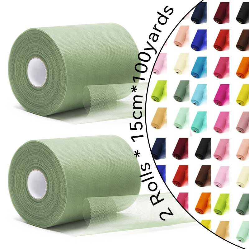 TEMU 2 Rolls 15cm X 100 Yards Tulle Roll Spool Fabric For Tutu Skirts Wedding Shower Crafts Decorations Party Supplies