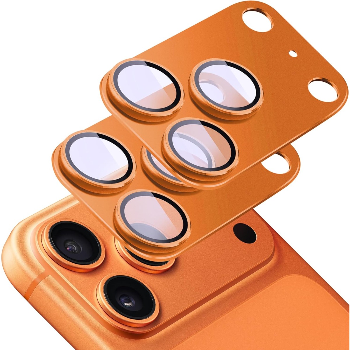 2 Pack Camera Lens Protector For Iphone 17 Pro Max/17 Pro, [not Easy To Breakn ] Ar Tempered Glass Strong Adsorption Metal Camera Cover Screen-orange/silver/blue
