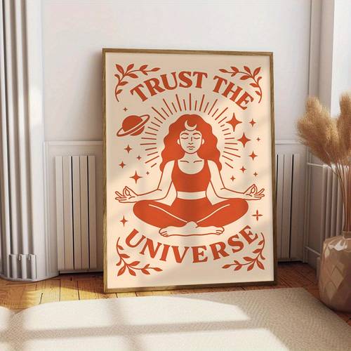 2d flat 2d flat unframed 2d flat poster of a meditation canvas print of artwork celestial art prints for a spiritual aesthetic orange room decor posters great gift idea