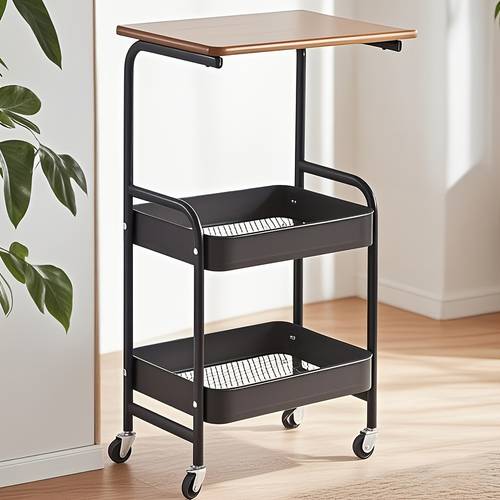 three layer rolling cart multi functional metal storage rack durable portable wheels suitable for home or office use office storage and organization rolling cart