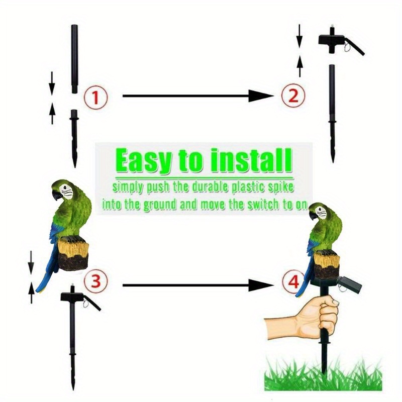 solar powered parrot lights for the yard   an atmosphere for patios and gardens villa decorations resin animal parrot style lawn ornaments inserted   ground flower decoration statues suitable for all   Product details 3