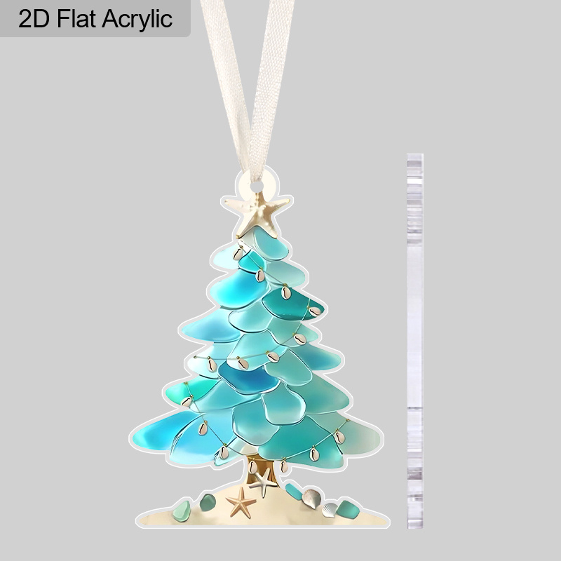 TEMU 2d Flat, New Seaside Style Christmas Tree Acrylic Decorative Pendant, Unique And Design, Christmas Ocean Element, Living Room Entrance Backpack