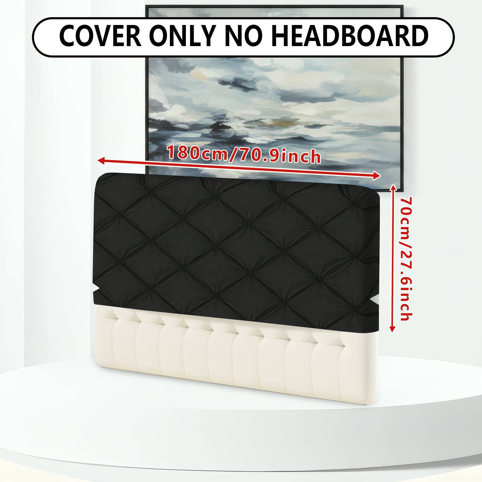 TEMU 2d Flat 1pc Black Quilted Diamond Modern Bed Headboard Cover, (cover - Headboard Not Included), Christmas Gift Machine Washable, Easy To Clean,