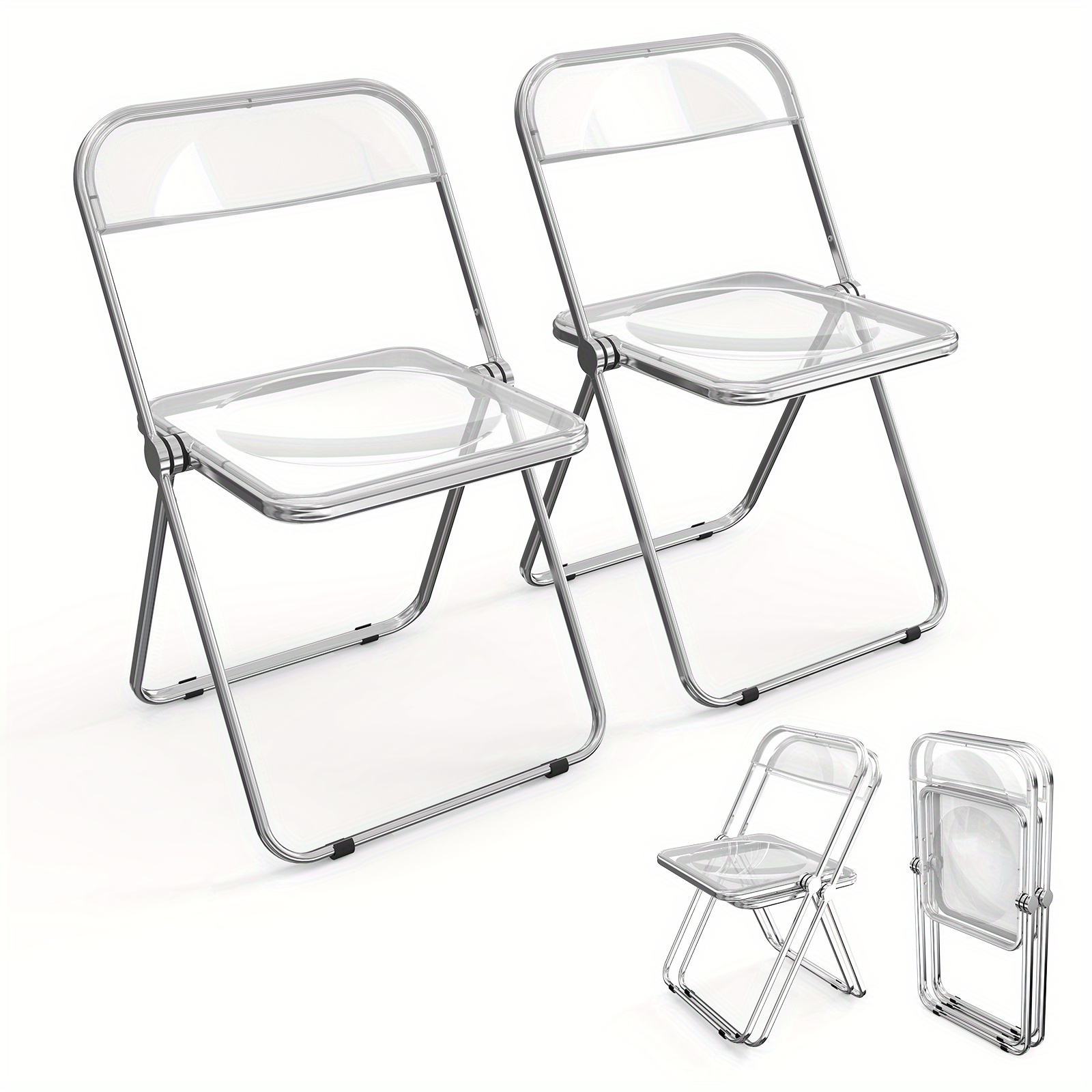 transparent folding chair 2pcs set acrylic foldable comfortable activity chair suitable for parties and outdoor activities