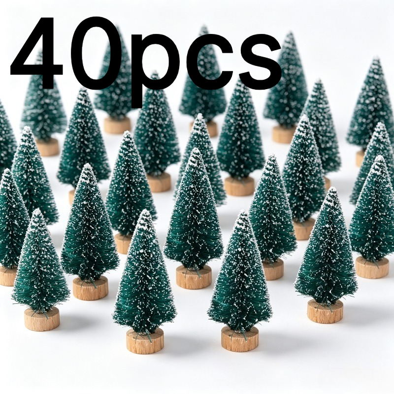 TEMU 40pcs Mini Artificial Christmas Trees Fir Desktop Ornaments, Durable Plastic Holiday Trees For Christmas Party Decor - Maintenance-free Reusable