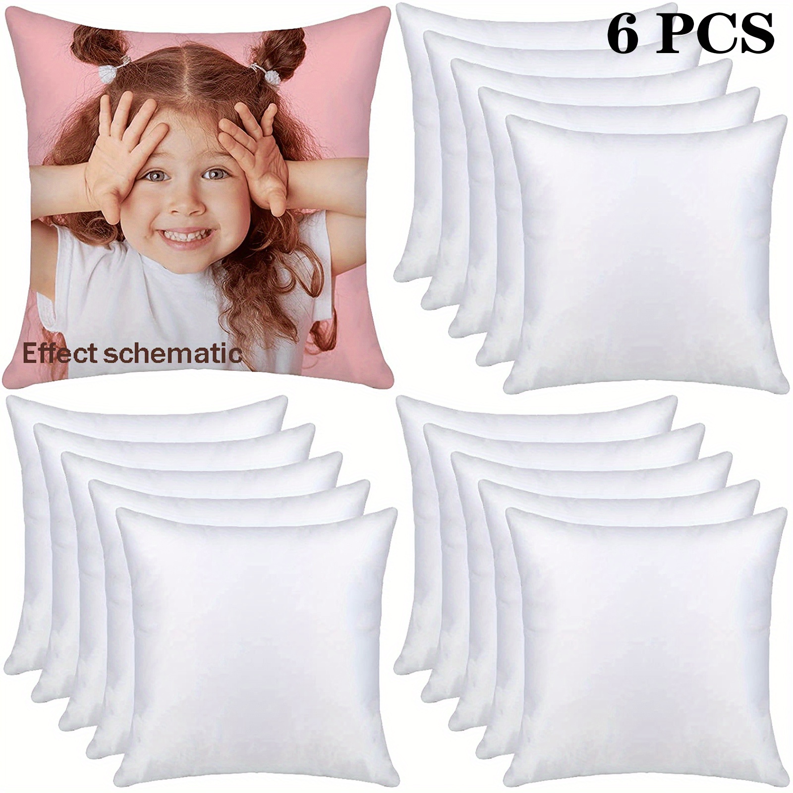 TEMU 6/12/20pcs Taies d'oreiller blanches, Housses d'oreiller à transfert thermique, Housses de coussin de canapé, Housses d'oreiller de lit de