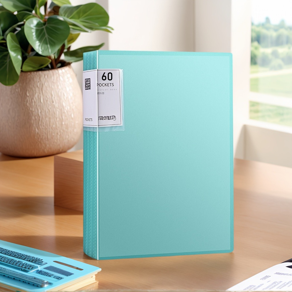 TEMU 60-page Heavy Duty A4 Translucent Plastic Binder With Snap Closure - Color-coded Ring Binder Suitable For School, Office, Reports, Certificates,