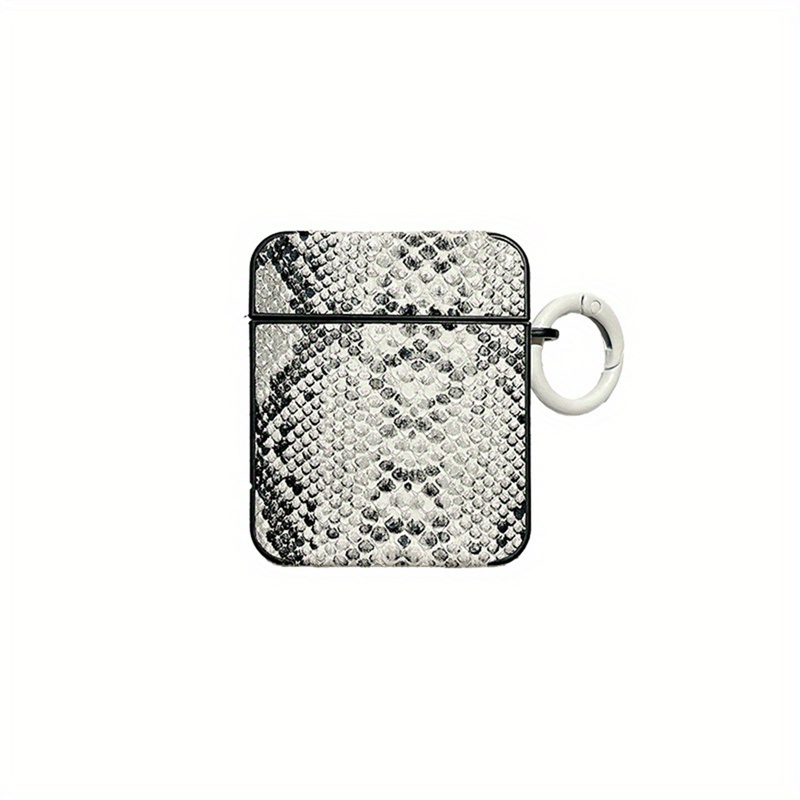 TPU Protective Case for Apple for airpods 4/4 Noise Reduction, Pro/Pro2 Compatible, Simple Solid Color Snake Skin Pattern, for New 4th Gen/New 3rd Gen Wireless Headphones, with Keychain Hook