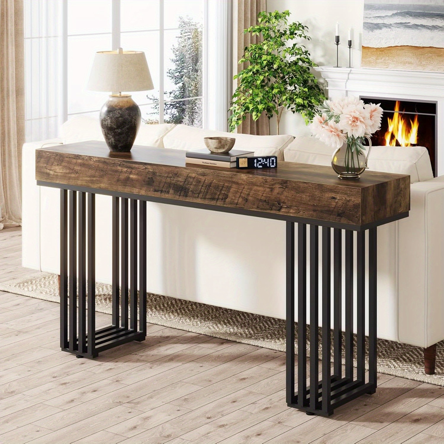 Console Table For Entryway, Modern Hallway Table With Stylish Metal Frame, Sofa Foyer Table For Living Room, Entrance, Deck Boxes.