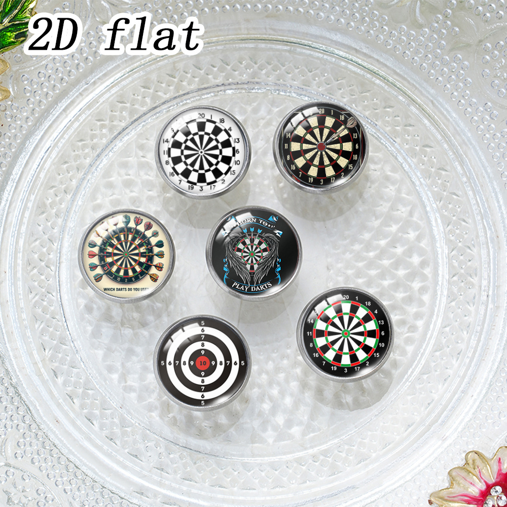 TEMU 6pcs Black & White/colorful Dartboard Pattern Glass Cabochon Lapel Pins With Stainless , 2d Flat Design, Wedding Additions. Unisex Decorative