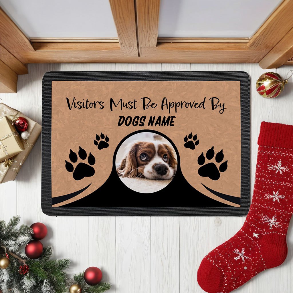 

1pc Personalized Dog Photo , Custom Name & , Soft Polyester Fiber, Non-slip, Hand Wash Only, Indoor Use For Living Room, Bedroom, Kitchen, Bathroom - Unique Gift