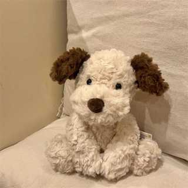 TEMU Cute Cartoon Puppy Design, Khaki-colored Plush Dog Toy, Soft Polyester Stuffed Animal, Soft Non-squeaky Pet Toy, Suitable For Indoor Play With