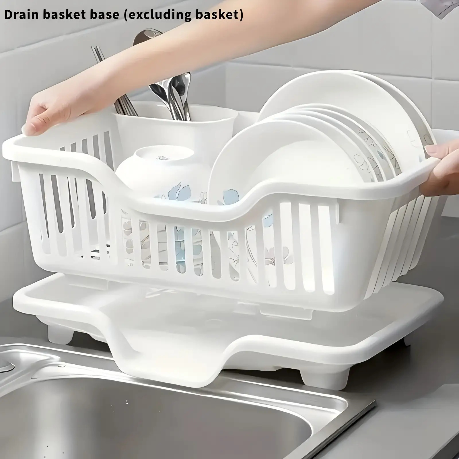   plastic dish rack with drain tray space saving multi functional utensil drying rack durable and sturdy plastic structure   with lower drain tray suitable for kitchen and   modern tableware organizer for plates bowls cups and cutlery   for small spaces apartments dorm rooms easy assembly   fits stylish kitchen storage wall mounted dish rack covered dish organizer for kitchen sink dish drainer extra large extra large