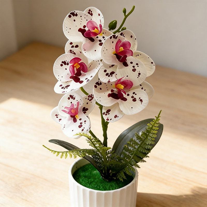 36CM Elegant and Beautiful Artificial Butterfly Orchid Potted Plant | Realistic and Unique Flowers, Includes Flowerpot, Suitable for Wedding and Engagement Decoration, Indoor Garden Center Decor, Bedroom, Study Desktop, Kitchen, Living Room Decor