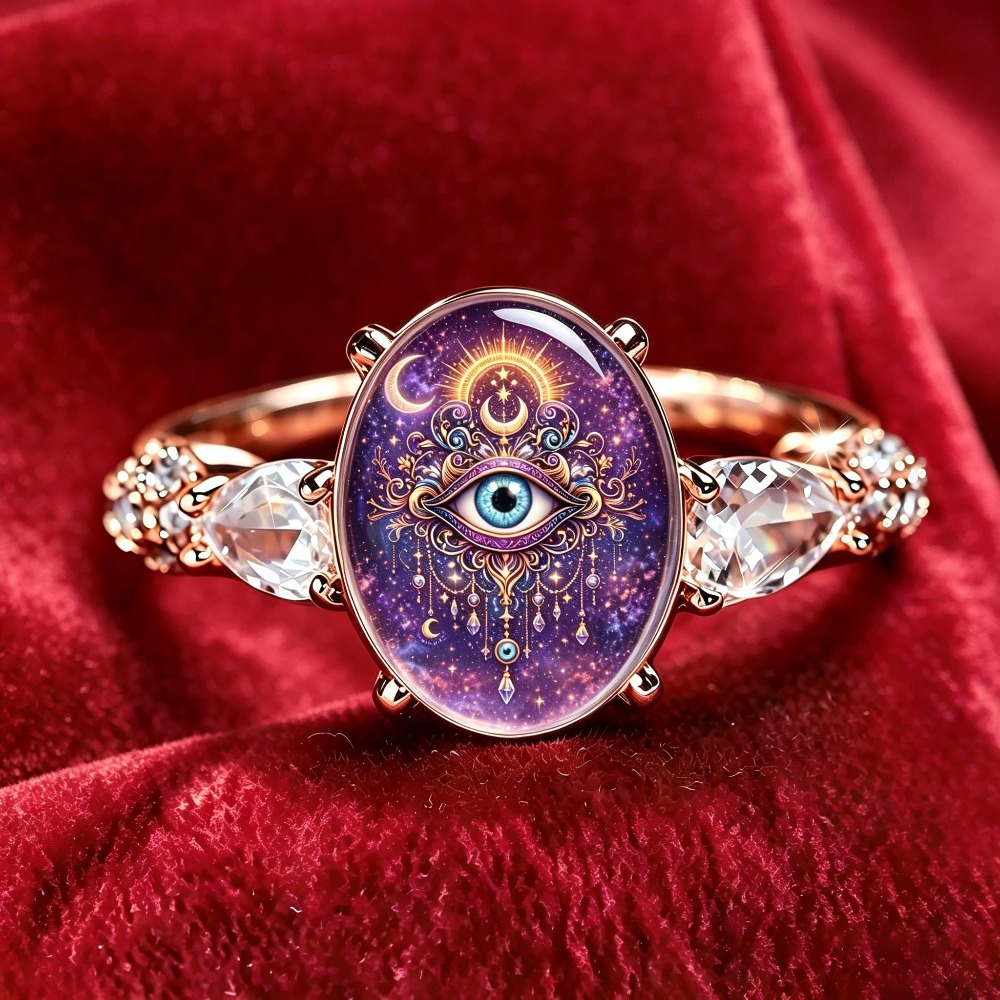 Vintage Starry Sky Evil Eye Sun and Moon Women's Fashion Ring