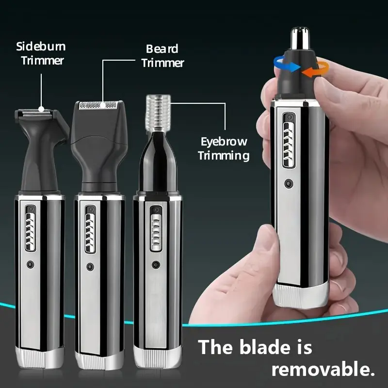 4 in 1 mens grooming kit usb rechargeable electric shaver nose ear hair trimmer beard and eyebrow portable body hair trimmer mens personal care tools set the best easter fathers day gif Product details 5