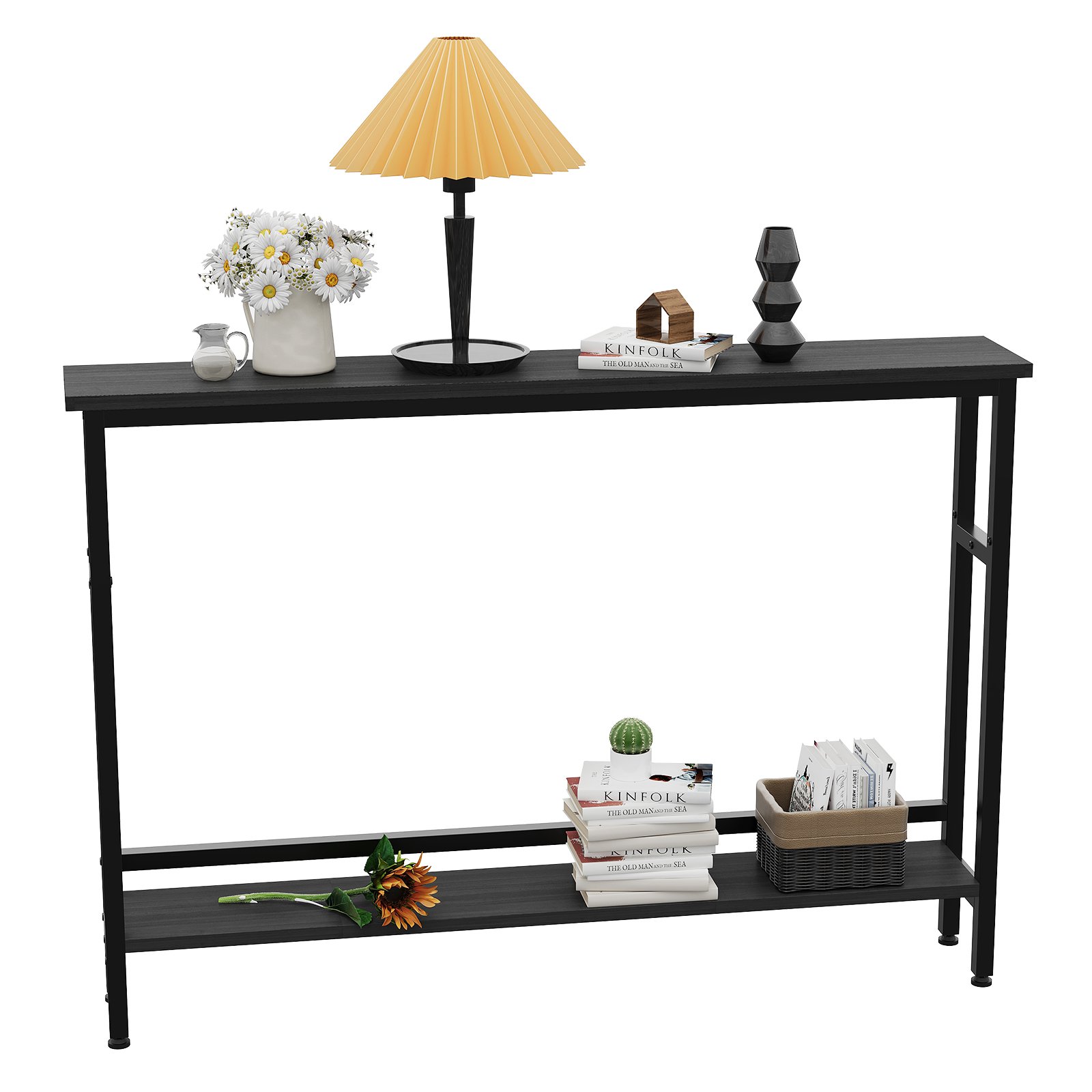 1 Metal + Chipboard, Narrow Double-tiered Sofa-back Table