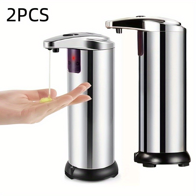 TEMU 2pcs Automatic Sensor Soap Dispenser With Infrared Sensor - Touchless Hygienic Stainless Steel For Bathroom & Laundry Room, 8.45oz/250ml
