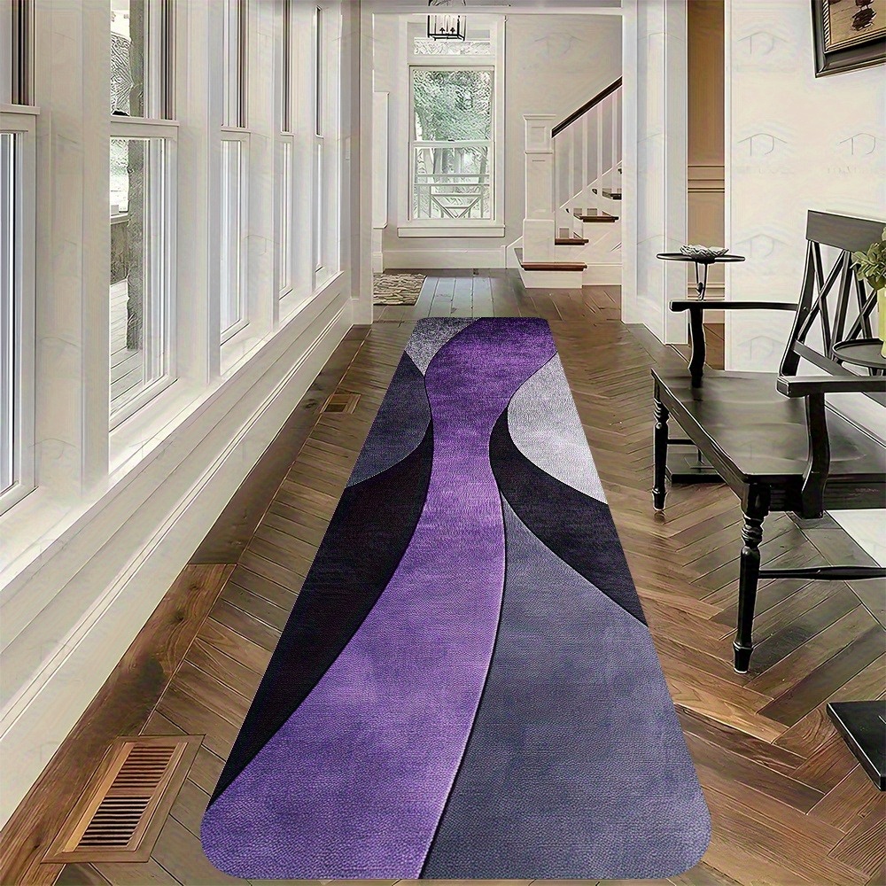 TEMU 1 Pattern Runner Mat - Soft, Thick, Non-slip, Machine Washable Polyester Rug For Bathroom, Kitchen, Hallway And Laundry Room, Stylish Purple And