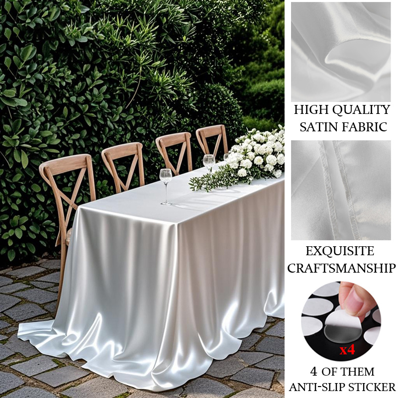 1 tischdecke partys 4 anti rutsch pads weiße satin