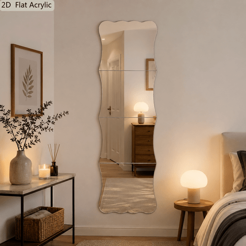 2d, 4 piezas de pegatinas de espejo de pared de 20 cm, adorno de espejo autoadhesivo de cuerpo completo ondulado irregular, calcomanía de espejo acrílico, decoración de pared para , dormitorio, entrada, vestidor, regalo de inauguración de casa, 2d
