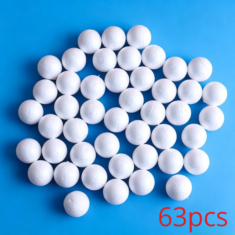 TEMU 63 pièces de boules en mousse pleine de 0,59 pouce, adaptées pour et l'artisanat, sphères en polystyrène à peindre pour décorations