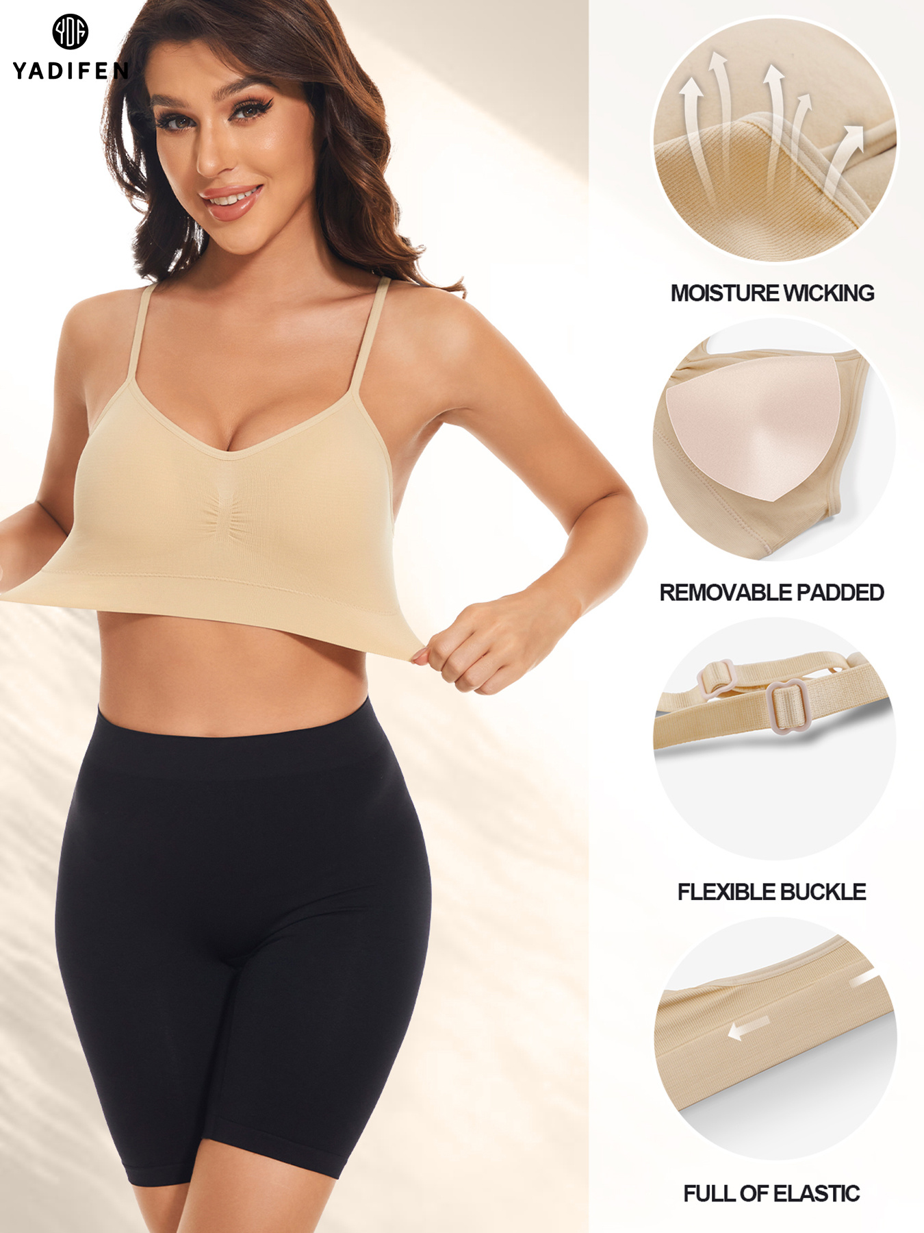3pcs Women's Sports Bra, Seamless Wireless Comfortable Support Bra with Removable Pad Suitable for Fitness Yoga Running Fitness Women's Brassiere, Women's Clothing