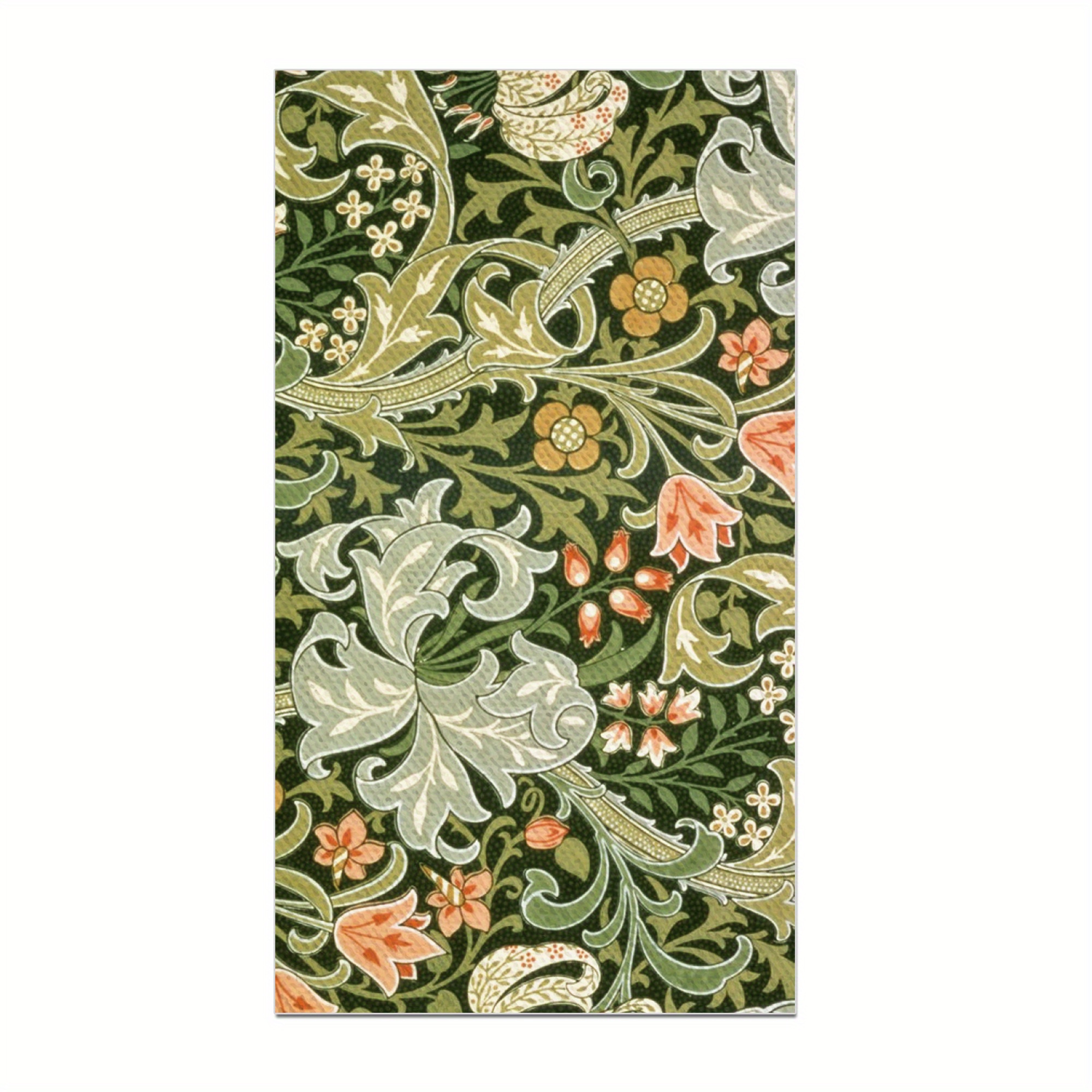 TEMU Set Of 20 Vintage Floral Vine Patterned Long Paper Napkins For Parties, Festivals, And Birthday Celebrations, Disposable Decorative Napkins. For