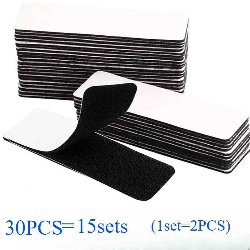 Image of 30-pack Heavy-duty Hook And Loop Tape With Strong Adhesive Backing - No Drilling Required, Damage-free Removal - Ideal For Hanging Pictures, Signs, Notices - Suitable For Home, Office, Workshop Use