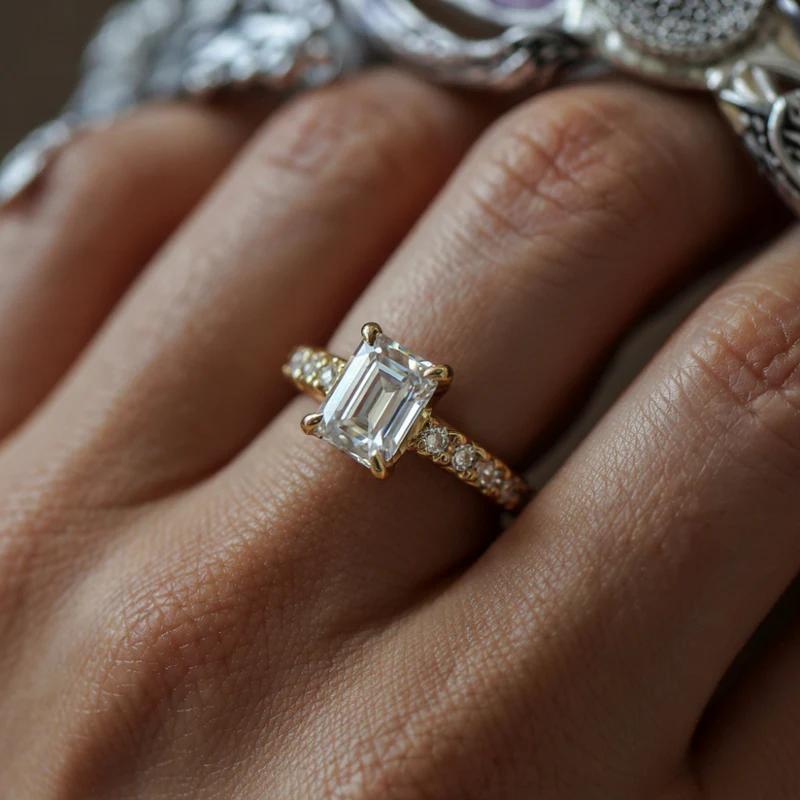 Teenager's Shiny Synthetic Zircon Geometry Ring, Elegant Gift
