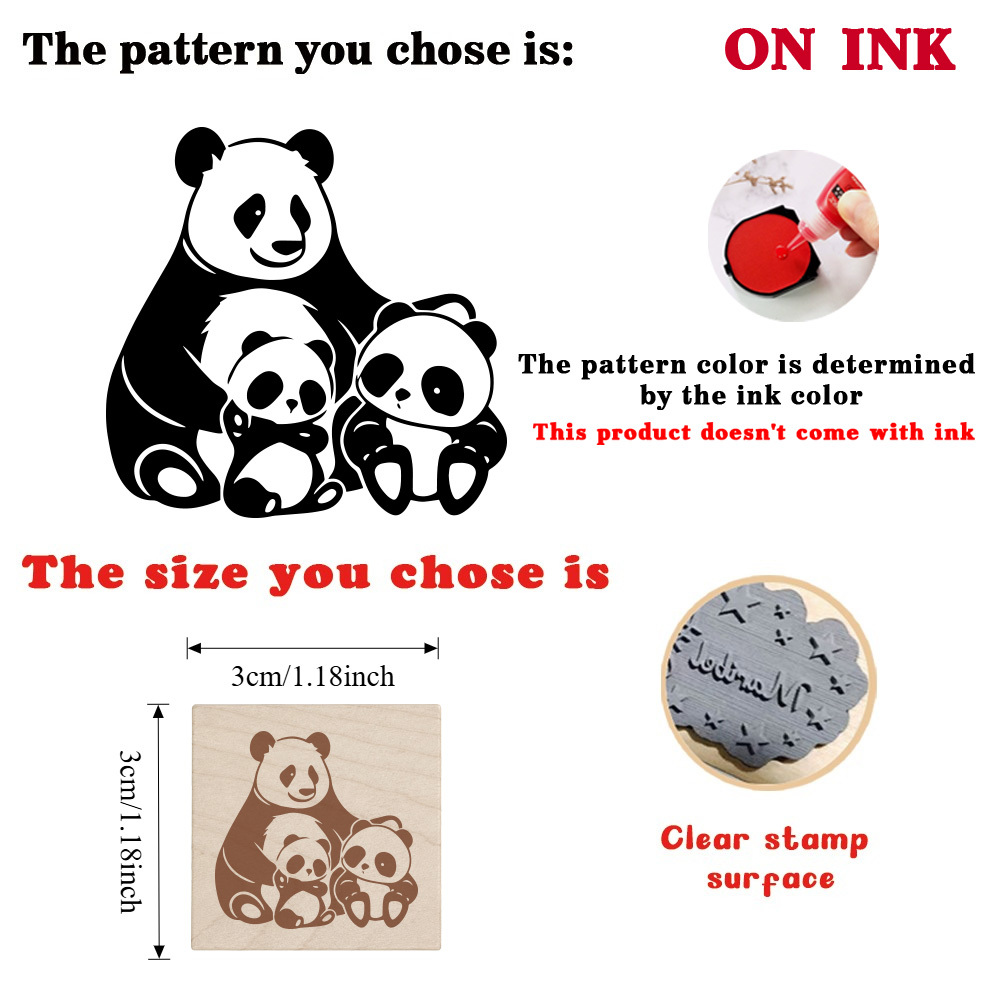 Wooden Panda Cozy Snuggle Rubber Stamp, Perfect for Card Decoration