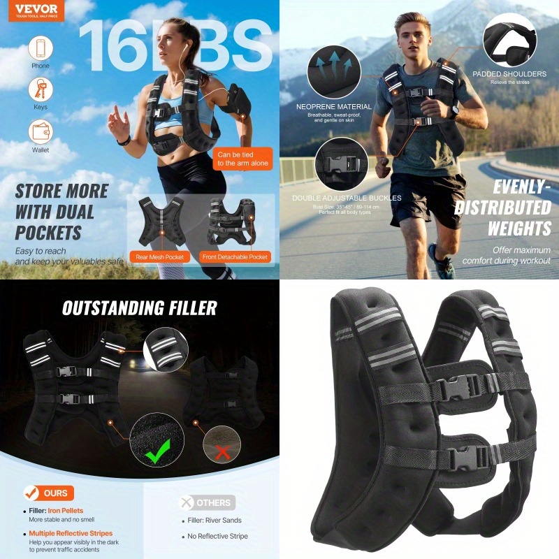 Gilet Lesté Réglable 20-60Lb Homme Femme - Neuf Pour Entraînement Et Musculation