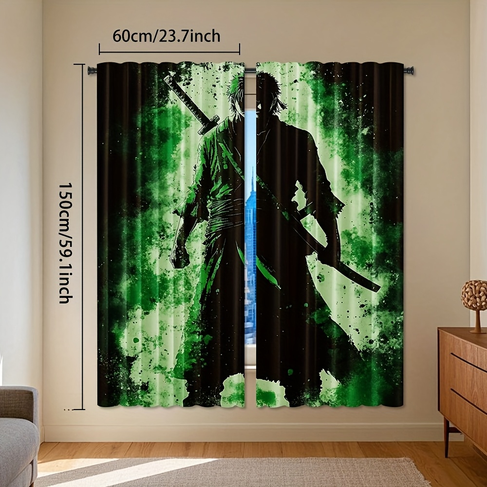 TEMU 2d Flat - 2d Flat - Set Of 2 2d Flat Print Curtains Featuring A Design, Made From Machine Washable Polyester Fiber. Ideal For Use As Door
