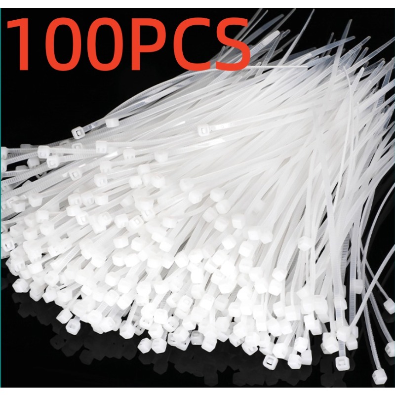 100pcs nylon cable ties black and white self locking plastic zip ties bundling straps heavy duty fastening cords cable organizer ties