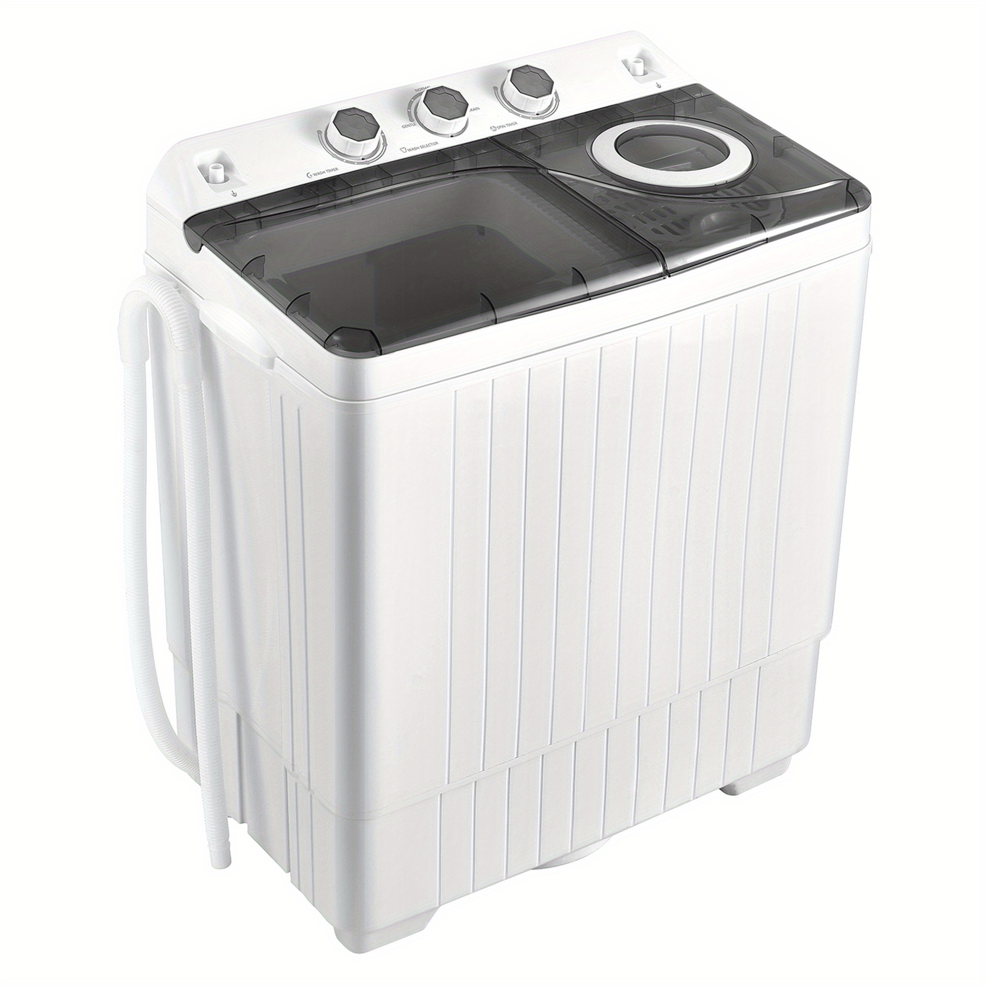   26 lbs portable semi automatic twin tub washing machine with drain pump gray