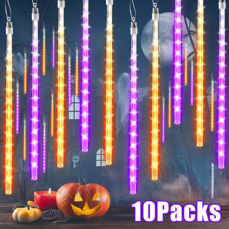 TEMU 10-pack Halloween Solar Meteor Shower Lights, Icicle Design Raindrop Lights For Home, Tree, Garden, Wedding, Halloween, Christmas Decoration,