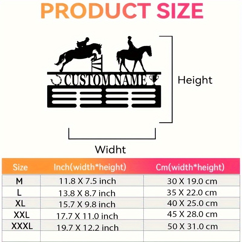 TEMU Sculptures Murales 1pc Support de Trophée Équestre Personnalisé - Nom Personnalisé Métal Multicouches avec de Chevaux et Cavaliers Présentoir