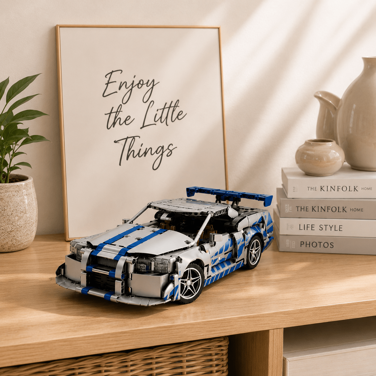 857+Pcs Cool Silver And Blue Sports Car Building Block Sets
