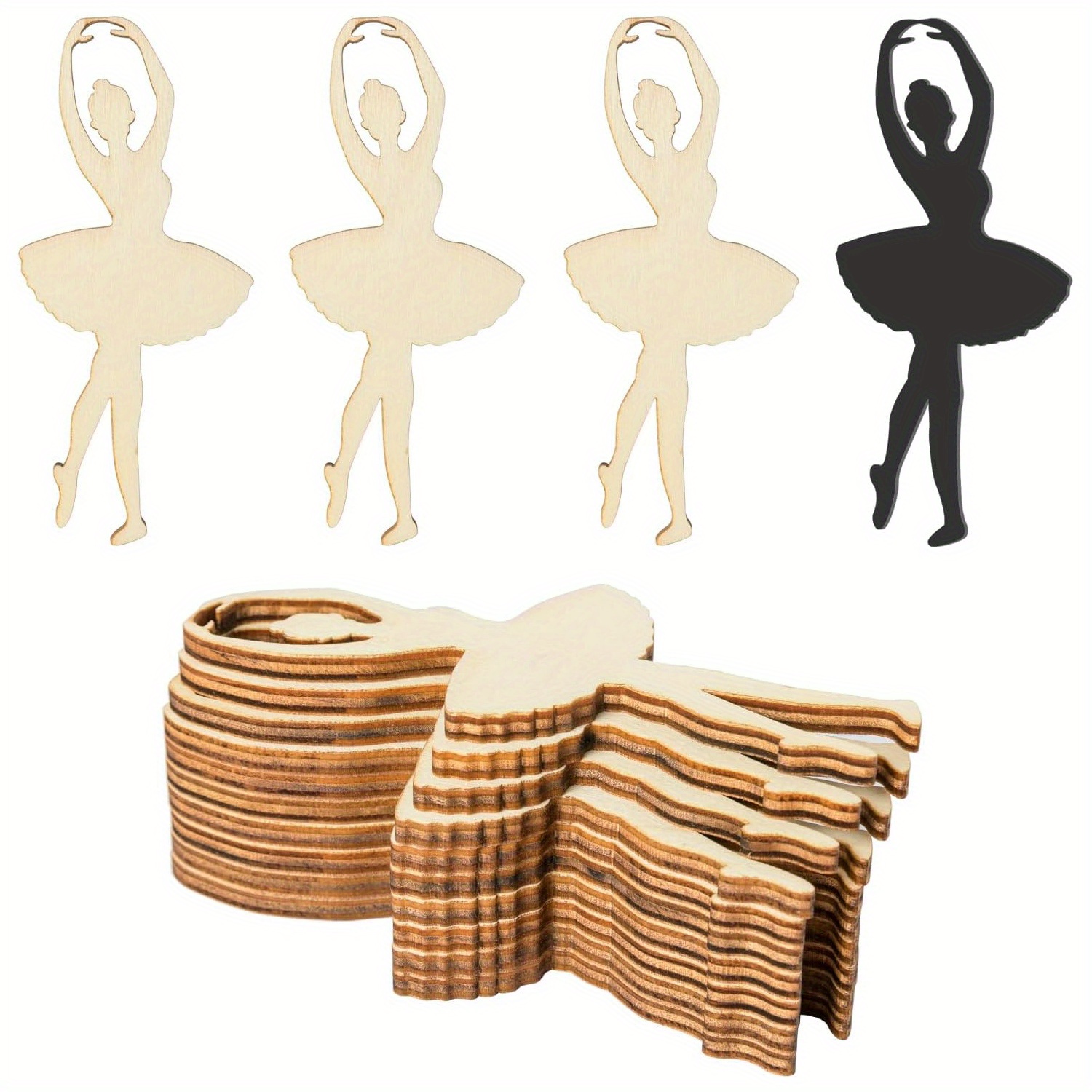 

10pcs Blank Wooden Dance Pattern Cutouts - Diy Crafts, Classroom Decor, Holidays & Birthday Parties