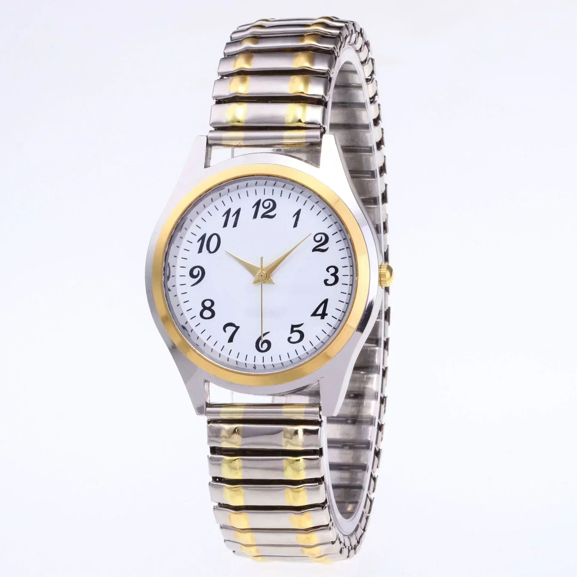 TEMU For Man Women Couple Wrist Watches Stainless Steel Band Alloy Lovers Business Wristwatch Elastic Strap Band Watch