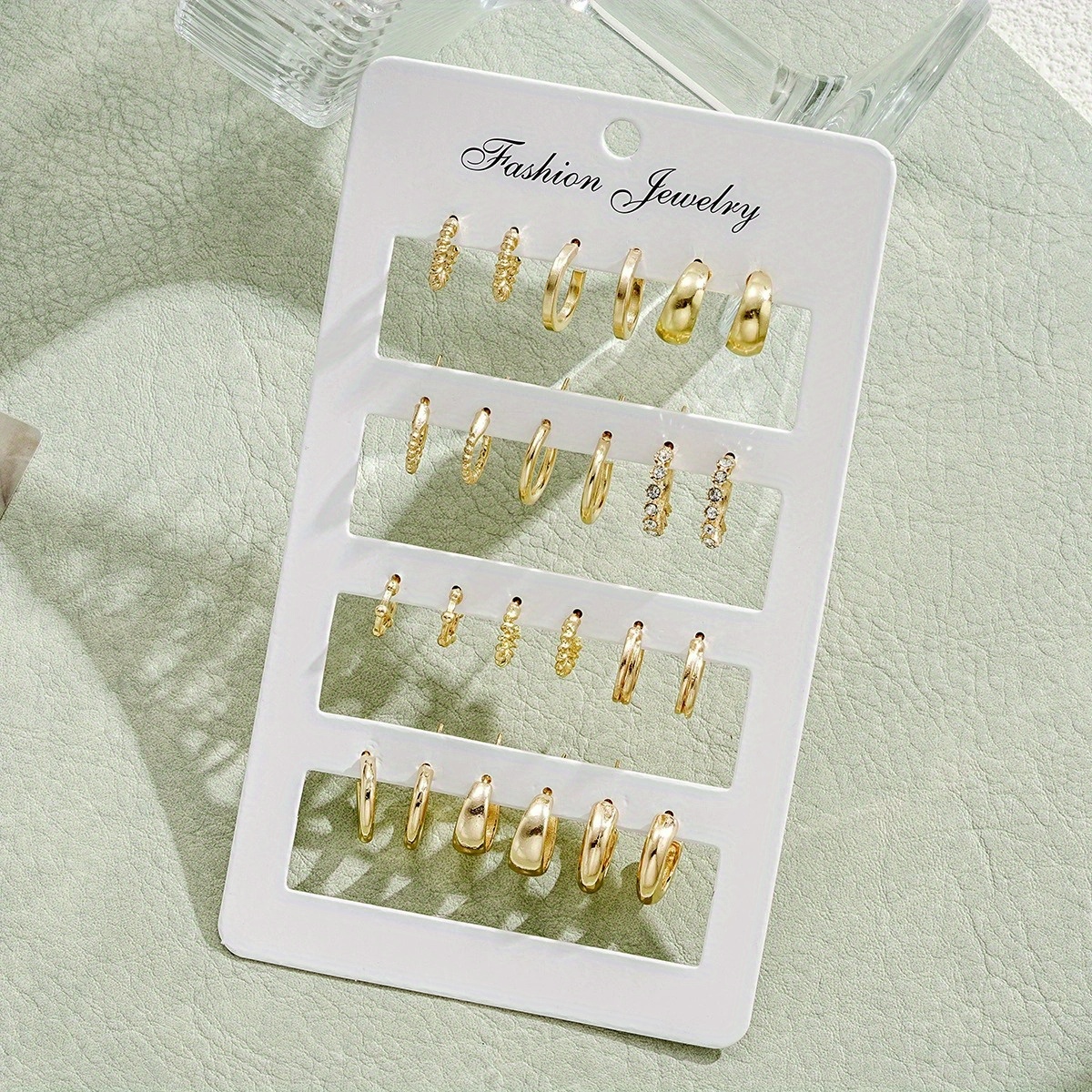 TEMU Set di orecchini da donna, 12 pezzi/pezzo, dorati e argentati, gioielli per orecchie, forma a C, intarsiati con artificiali, orecchini ad con