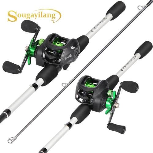 lightweight design baitcasting fishing rod and reel set medium action 7 2 1 gear ratio aluminum alloy green black with handles for freshwater bass fishing